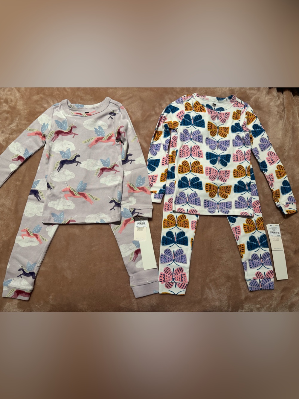 NWT Tea Collection Girls Pajama Sets Bundle, Unicorn and Butterfly, Size 4